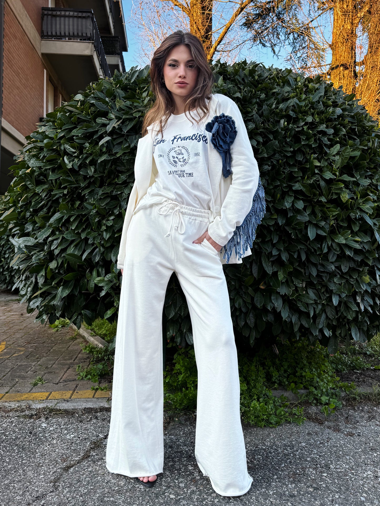 SUSY MIX- PANTALONE PALAZZO FRANGE