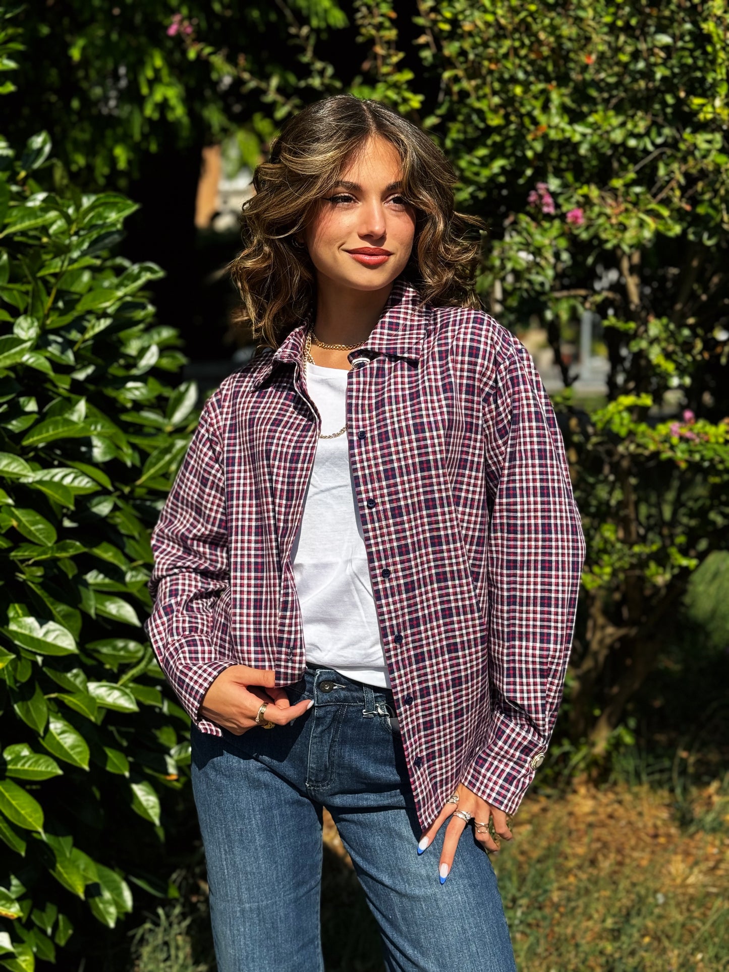 “CAMICIA CHECK BOTTONE GIOIELLO” kontatto