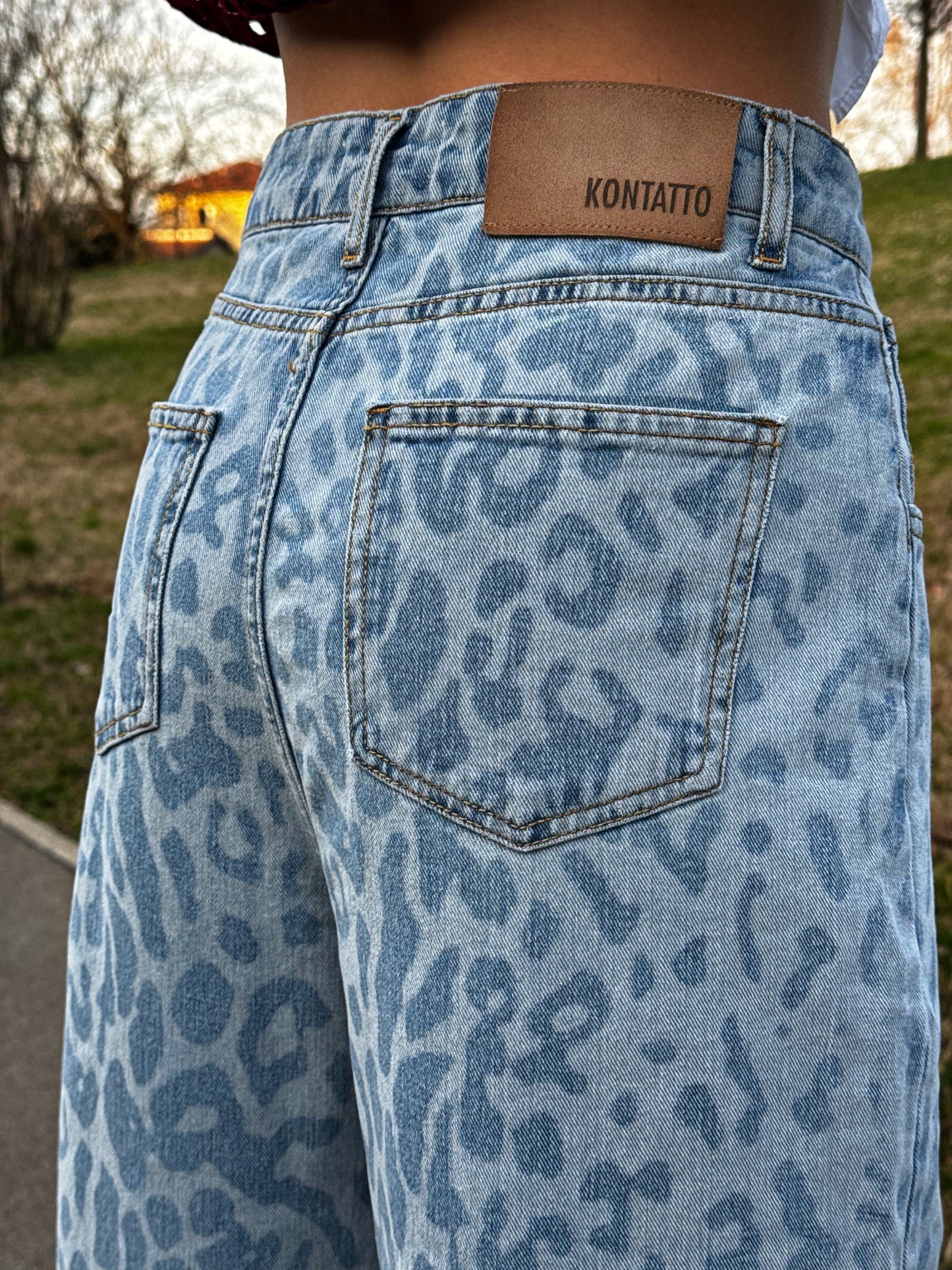 KONTATTO- JEANS PALAZZO LEOPARD