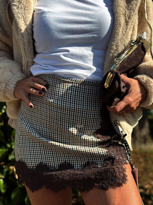 “MINIGONNA INSERTI PIZZO” Have one