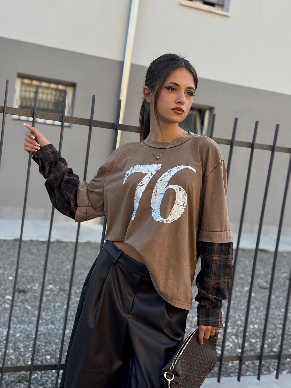 “T-SHIRT MANICA CHECK” Susy mix