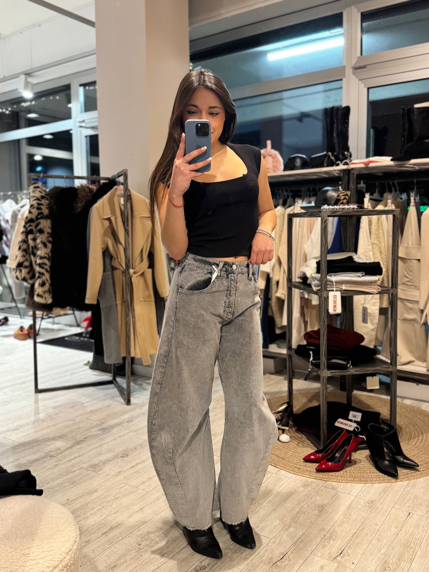 SUSY MIX- PANTALONE VELLUTO GREY