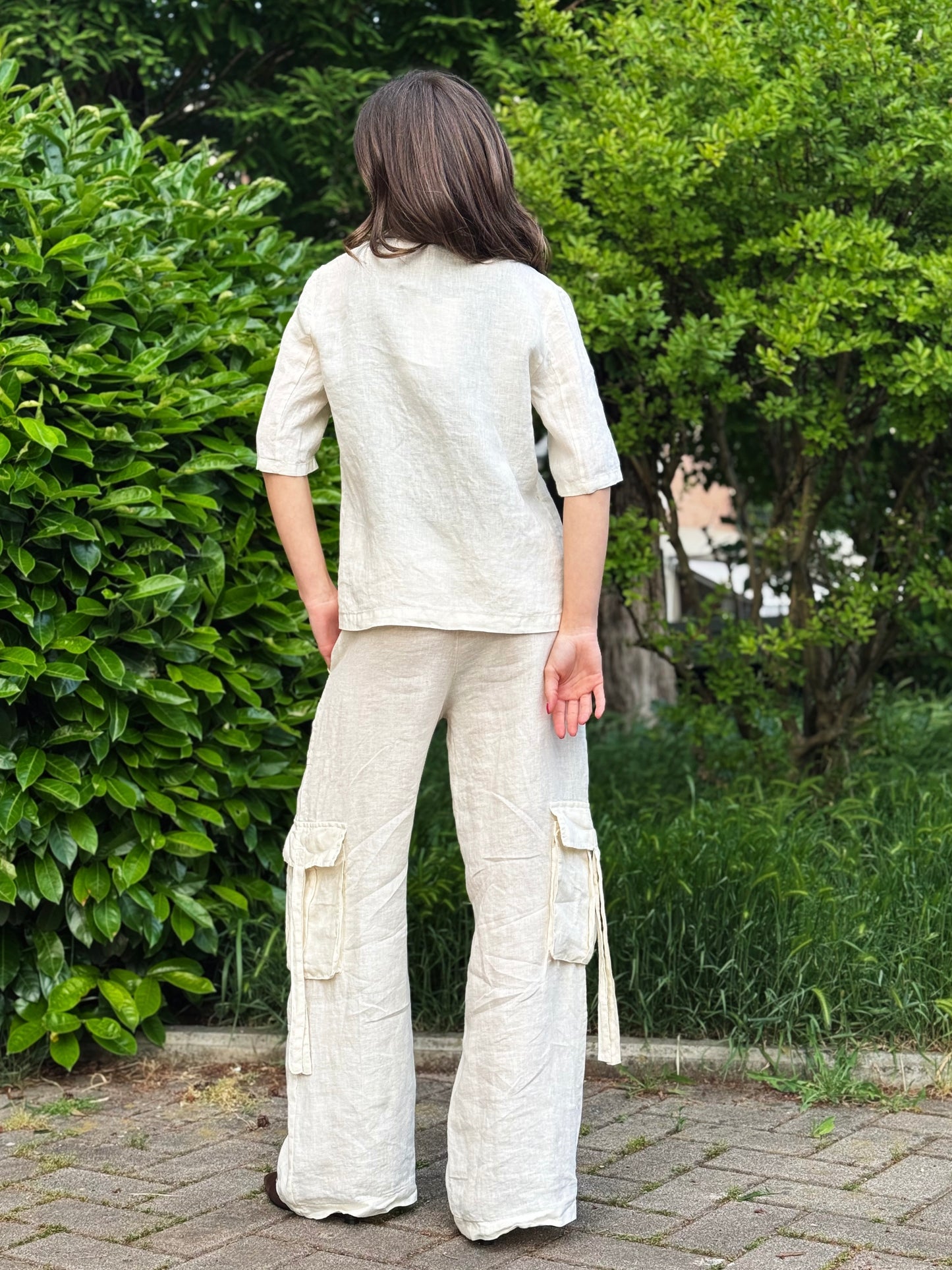 “PANTALONE CARGO IN LINO” Have one