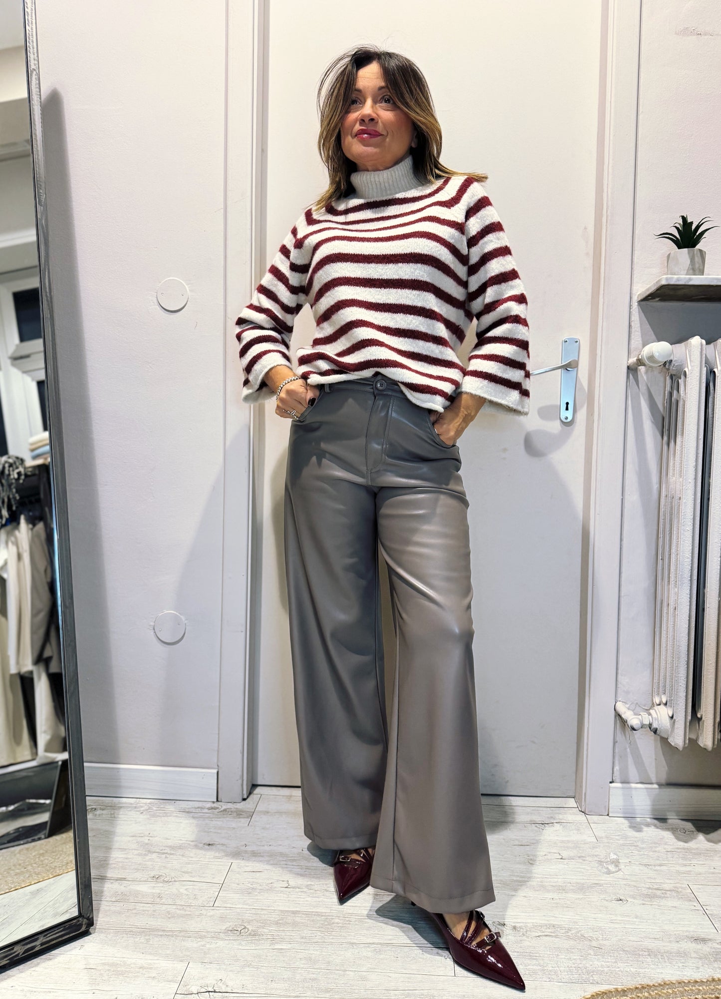 SUSY MIX- PANTALONE ECOPELLE PALAZZO