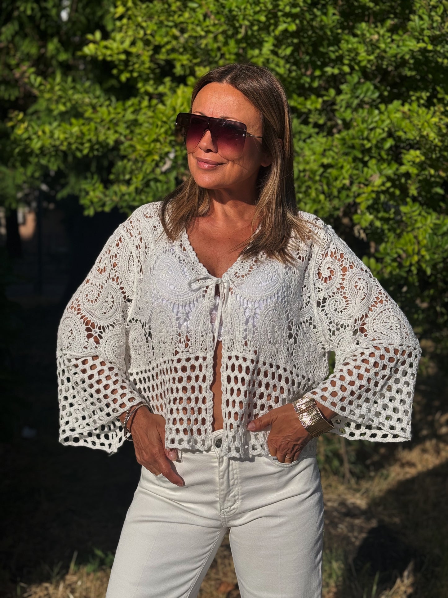 “CARDIGAN CON LACCI CROCHET” susy mix