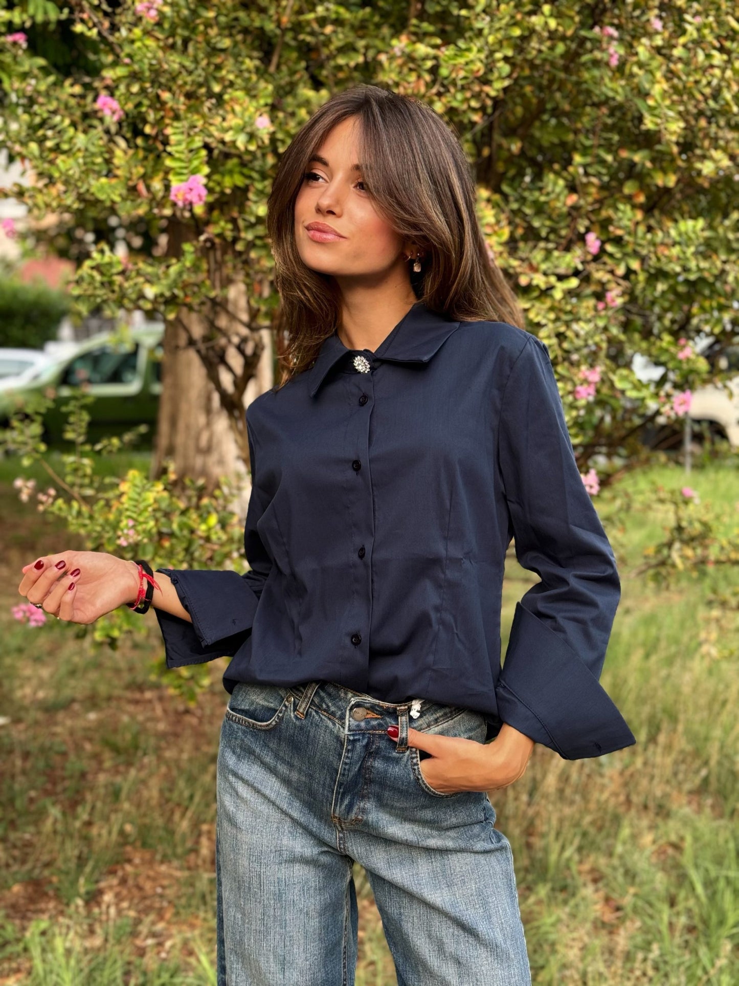 SUSY MIX- CAMICIA BOTTONE GIOIELLO